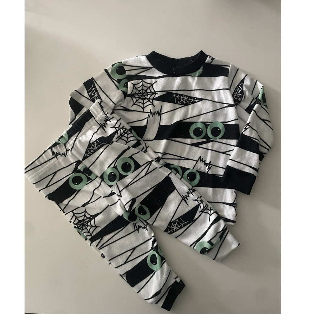 Pj's & Pumpkins Pajama 2Pcs Set Long Sleeve Glow In The Dark Mummy Toddler 12M